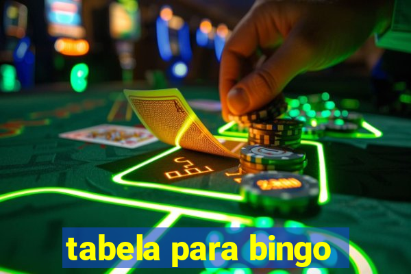 tabela para bingo